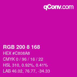 Color code: RGB 200 8 168 | qconv.com