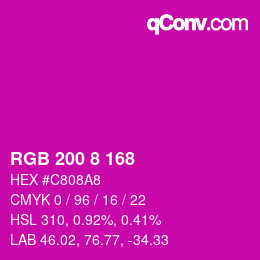 カラーコード: RGB 200 8 168 | qconv.com