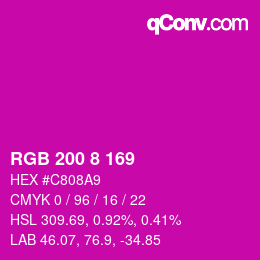カラーコード: RGB 200 8 169 | qconv.com
