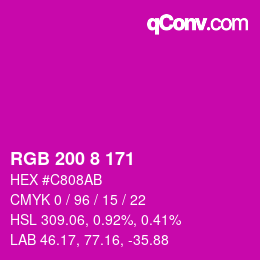 Color code: RGB 200 8 171 | qconv.com