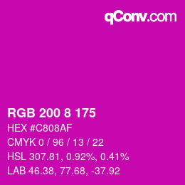 Color code: RGB 200 8 175 | qconv.com