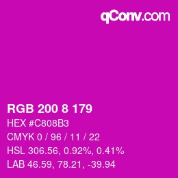 Color code: RGB 200 8 179 | qconv.com