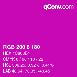 Color code: RGB 200 8 180 | qconv.com