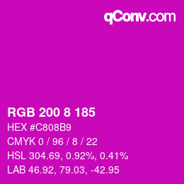 Color code: RGB 200 8 185 | qconv.com