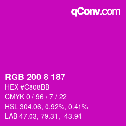 カラーコード: RGB 200 8 187 | qconv.com
