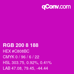 Color code: RGB 200 8 188 | qconv.com