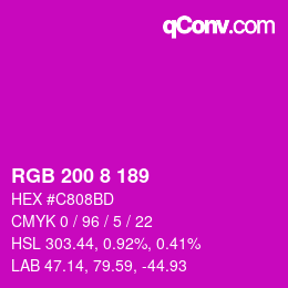 Color code: RGB 200 8 189 | qconv.com