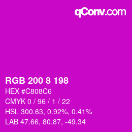 カラーコード: RGB 200 8 198 | qconv.com
