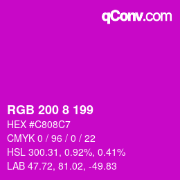 カラーコード: RGB 200 8 199 | qconv.com