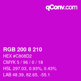 Color code: RGB 200 8 210 | qconv.com