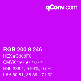 Color code: RGB 200 8 246 | qconv.com