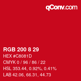 Color code: RGB 200 8 29 | qconv.com
