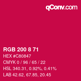 Color code: RGB 200 8 71 | qconv.com