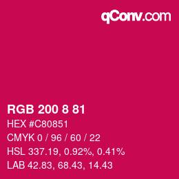 Color code: RGB 200 8 81 | qconv.com