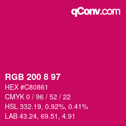 Color code: RGB 200 8 97 | qconv.com