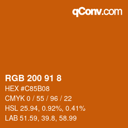 Color code: RGB 200 91 8 | qconv.com