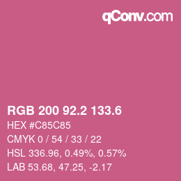 カラーコード: RGB 200 92.2 133.6 | qconv.com