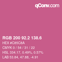 カラーコード: RGB 200 92.2 138.6 | qconv.com