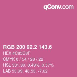 カラーコード: RGB 200 92.2 143.6 | qconv.com