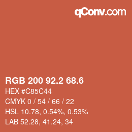 カラーコード: RGB 200 92.2 68.6 | qconv.com