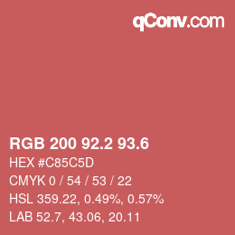 カラーコード: RGB 200 92.2 93.6 | qconv.com