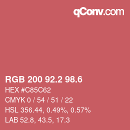 カラーコード: RGB 200 92.2 98.6 | qconv.com