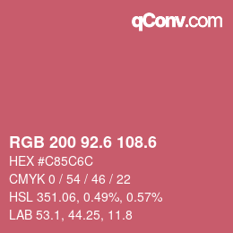 カラーコード: RGB 200 92.6 108.6 | qconv.com
