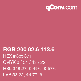 カラーコード: RGB 200 92.6 113.6 | qconv.com