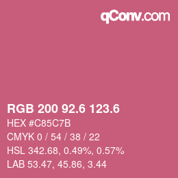 カラーコード: RGB 200 92.6 123.6 | qconv.com