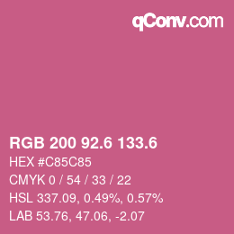 カラーコード: RGB 200 92.6 133.6 | qconv.com