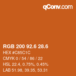 カラーコード: RGB 200 92.6 28.6 | qconv.com