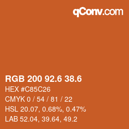 カラーコード: RGB 200 92.6 38.6 | qconv.com