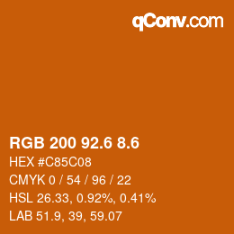 カラーコード: RGB 200 92.6 8.6 | qconv.com