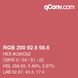 カラーコード: RGB 200 92.6 98.6 | qconv.com