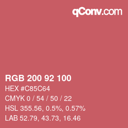 カラーコード: RGB 200 92 100 | qconv.com