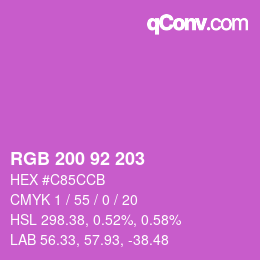 カラーコード: RGB 200 92 203 | qconv.com