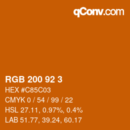 颜色代码: RGB 200 92 3 | qconv.com