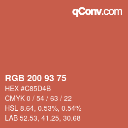 カラーコード: RGB 200 93 75 | qconv.com