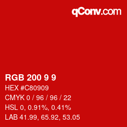 Color code: RGB 200 9 9 | qconv.com