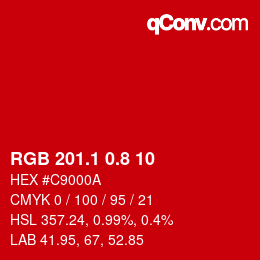 カラーコード: RGB 201.1 0.8 10 | qconv.com