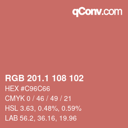 カラーコード: RGB 201.1 108 102 | qconv.com