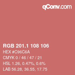 カラーコード: RGB 201.1 108 106 | qconv.com
