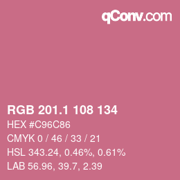 カラーコード: RGB 201.1 108 134 | qconv.com