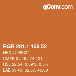 カラーコード: RGB 201.1 108 52 | qconv.com