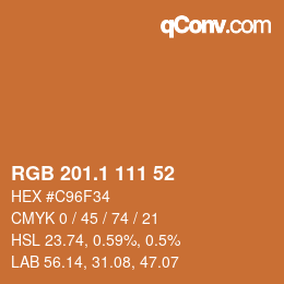 カラーコード: RGB 201.1 111 52 | qconv.com