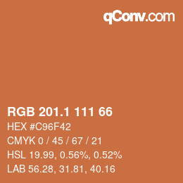 カラーコード: RGB 201.1 111 66 | qconv.com