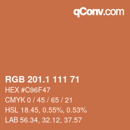 カラーコード: RGB 201.1 111 71 | qconv.com