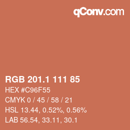 カラーコード: RGB 201.1 111 85 | qconv.com
