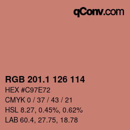 カラーコード: RGB 201.1 126 114 | qconv.com