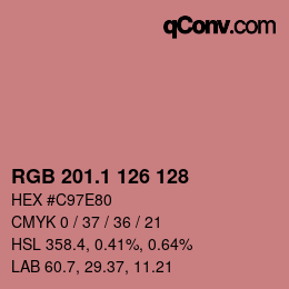 カラーコード: RGB 201.1 126 128 | qconv.com